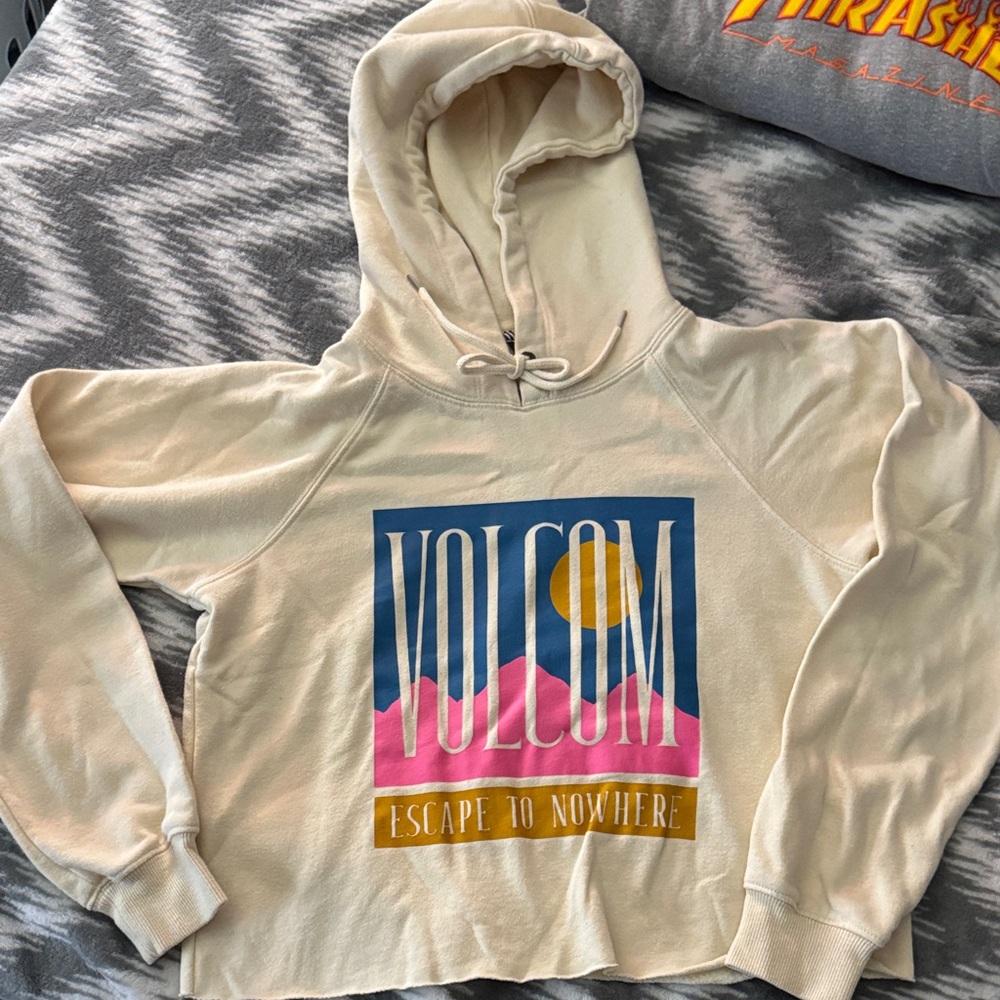 Volcom Cream Hoodie with Colorful Graphic